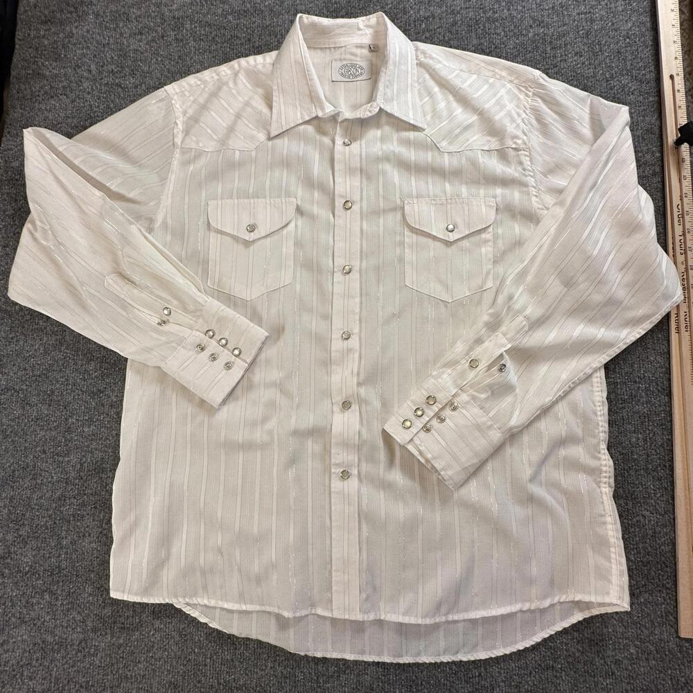 Gibson Trading Co. White Striped Long Sleeve Shirt - Size L‎ Pearl Snap